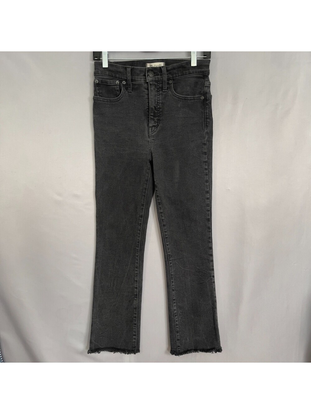 Madewell Cali Demi-Boot Jeans 26 Black Raw Hem Cropped